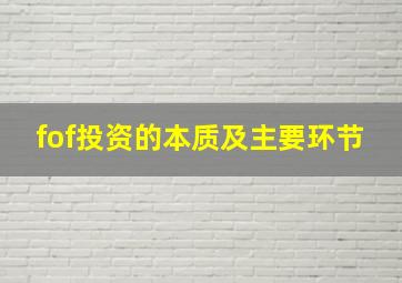 fof投资的本质及主要环节