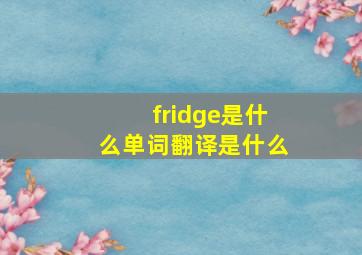 fridge是什么单词翻译是什么