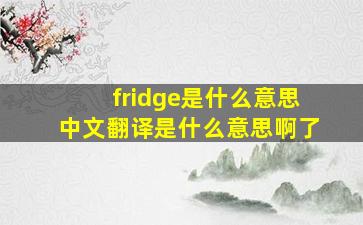 fridge是什么意思中文翻译是什么意思啊了