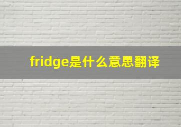 fridge是什么意思翻译