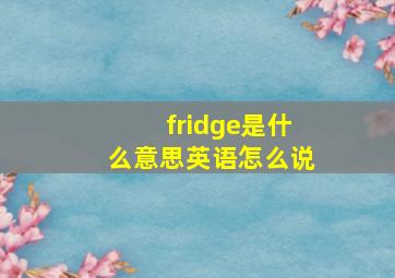 fridge是什么意思英语怎么说