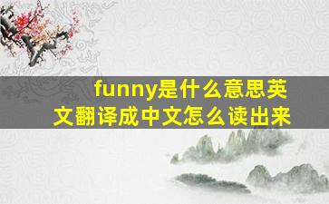 funny是什么意思英文翻译成中文怎么读出来