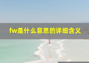 fw是什么意思的详细含义