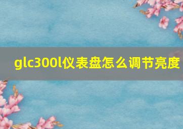 glc300l仪表盘怎么调节亮度