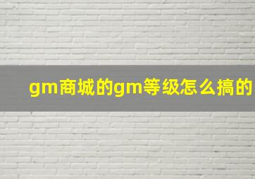 gm商城的gm等级怎么搞的