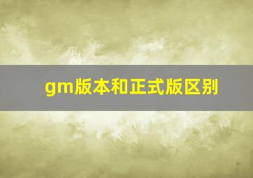 gm版本和正式版区别