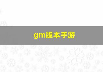 gm版本手游