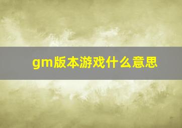 gm版本游戏什么意思