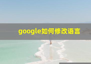 google如何修改语言