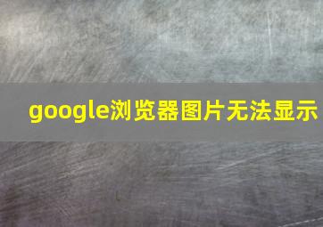 google浏览器图片无法显示