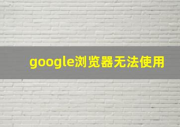 google浏览器无法使用