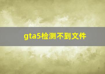 gta5检测不到文件