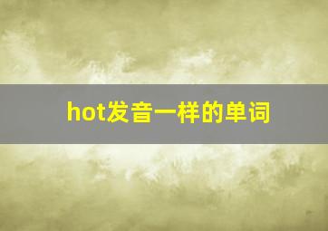 hot发音一样的单词