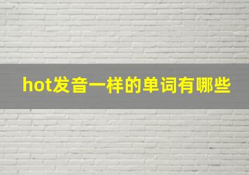 hot发音一样的单词有哪些