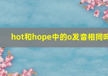 hot和hope中的o发音相同吗