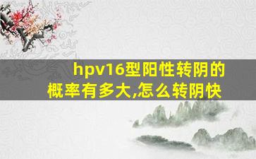 hpv16型阳性转阴的概率有多大,怎么转阴快