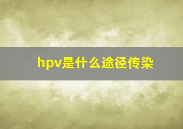 hpv是什么途径传染