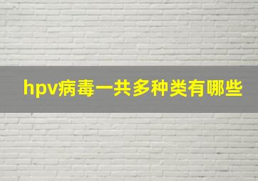 hpv病毒一共多种类有哪些