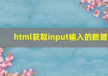 html获取input输入的数据