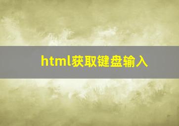 html获取键盘输入