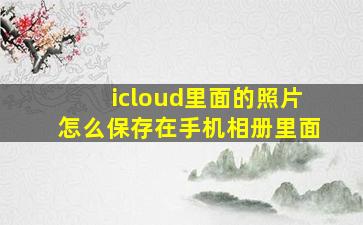 icloud里面的照片怎么保存在手机相册里面