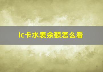 ic卡水表余额怎么看