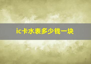 ic卡水表多少钱一块