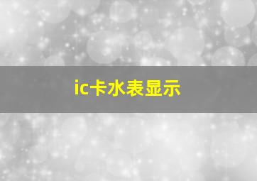 ic卡水表显示