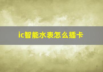 ic智能水表怎么插卡