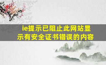 ie提示已阻止此网站显示有安全证书错误的内容