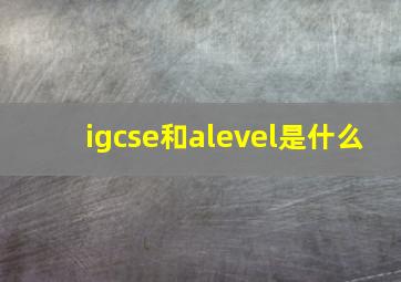 igcse和alevel是什么