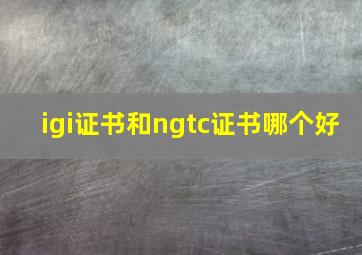 igi证书和ngtc证书哪个好