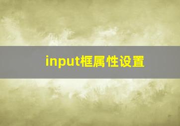 input框属性设置