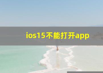 ios15不能打开app