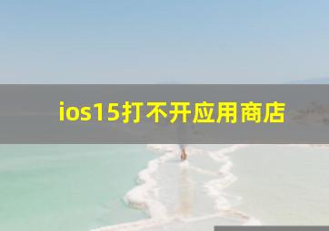 ios15打不开应用商店