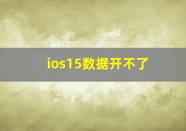 ios15数据开不了