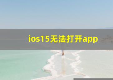 ios15无法打开app