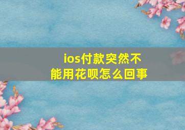 ios付款突然不能用花呗怎么回事