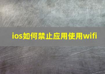 ios如何禁止应用使用wifi