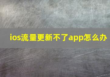 ios流量更新不了app怎么办