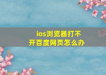 ios浏览器打不开百度网页怎么办