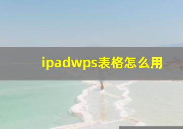 ipadwps表格怎么用