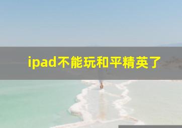 ipad不能玩和平精英了