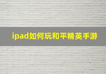 ipad如何玩和平精英手游