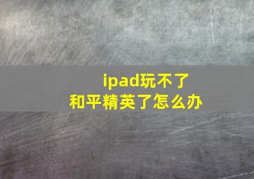 ipad玩不了和平精英了怎么办