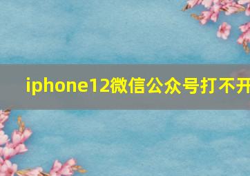 iphone12微信公众号打不开