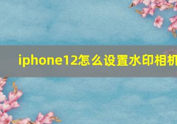 iphone12怎么设置水印相机