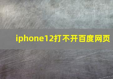 iphone12打不开百度网页