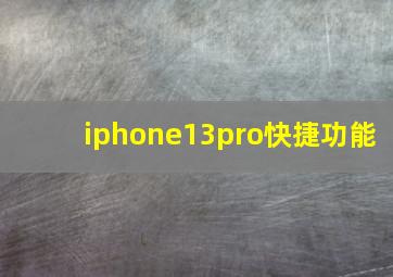 iphone13pro快捷功能