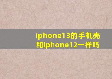 iphone13的手机壳和iphone12一样吗